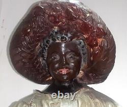 Antique Old Black African American peasant figure in hat working