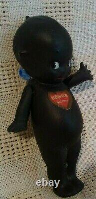 Antique Original Rare Black Bisque Signed Rose Oneil Kewpie Angel Wing Doll 5