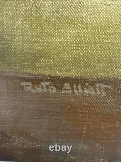 Antique Painting Black Girl Young Woman African American Oil Signed Ruth 24 Inch