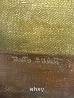 Antique Painting Black Girl Young Woman African American Oil Signed Ruth 24 Inch