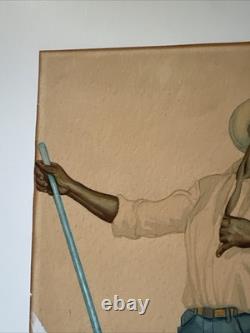 Antique Painting Black Man Portrait African American Levi Jeans
