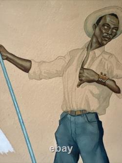 Antique Painting Black Man Portrait African American Levi Jeans