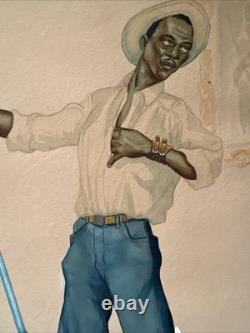 Antique Painting Black Man Portrait African American Levi Jeans