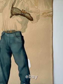 Antique Painting Black Man Portrait African American Levi Jeans