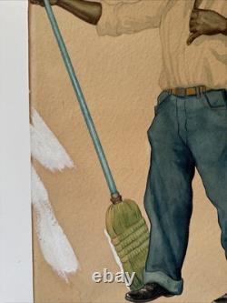 Antique Painting Black Man Portrait African American Levi Jeans