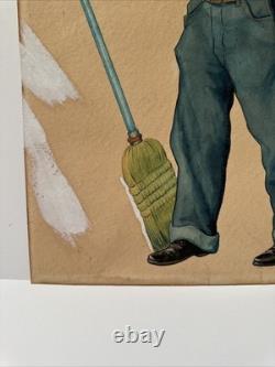 Antique Painting Black Man Portrait African American Levi Jeans