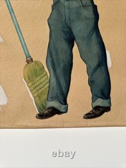 Antique Painting Black Man Portrait African American Levi Jeans