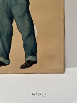 Antique Painting Black Man Portrait African American Levi Jeans
