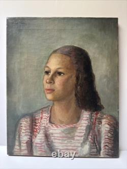 Antique Painting Black Woman Girl Female Model African American Portrait Listed