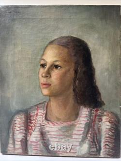 Antique Painting Black Woman Girl Female Model African American Portrait Listed