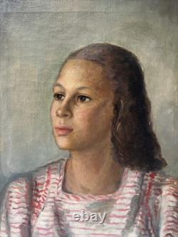 Antique Painting Black Woman Girl Female Model African American Portrait Listed