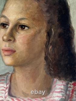 Antique Painting Black Woman Girl Female Model African American Portrait Listed