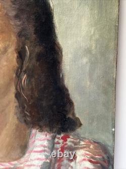 Antique Painting Black Woman Girl Female Model African American Portrait Listed