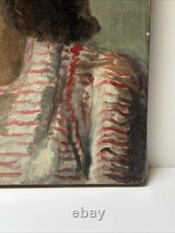 Antique Painting Black Woman Girl Female Model African American Portrait Listed