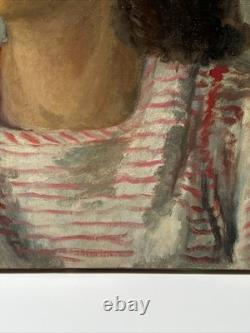 Antique Painting Black Woman Girl Female Model African American Portrait Listed