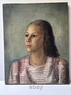 Antique Painting Black Woman Girl Female Model African American Portrait Listed