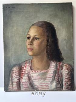 Antique Painting Black Woman Girl Female Model African American Portrait Listed