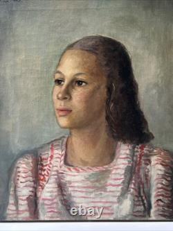 Antique Painting Black Woman Girl Female Model African American Portrait Listed