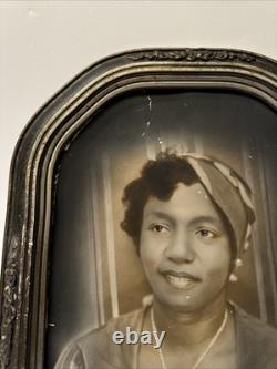 Antique Photograph Black Woman African American Art Deco Large 15 Inches Damaged