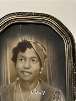 Antique Photograph Black Woman African American Art Deco Large 15 Inches Damaged