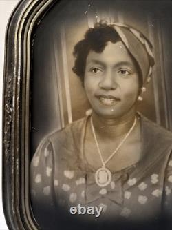 Antique Photograph Black Woman African American Art Deco Large 15 Inches Damaged