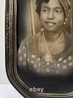 Antique Photograph Black Woman African American Art Deco Large 15 Inches Damaged
