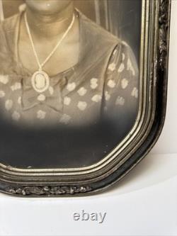 Antique Photograph Black Woman African American Art Deco Large 15 Inches Damaged
