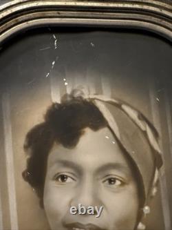 Antique Photograph Black Woman African American Art Deco Large 15 Inches Damaged