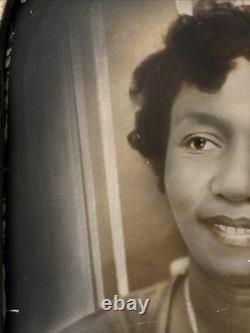 Antique Photograph Black Woman African American Art Deco Large 15 Inches Damaged