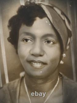 Antique Photograph Black Woman African American Art Deco Large 15 Inches Damaged