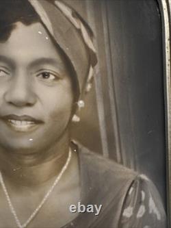Antique Photograph Black Woman African American Art Deco Large 15 Inches Damaged