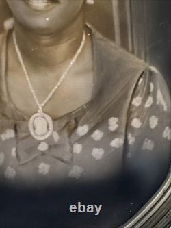 Antique Photograph Black Woman African American Art Deco Large 15 Inches Damaged