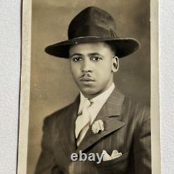 Antique RPPC Real Photograph Postcard Handsome Black African American Man ID