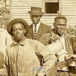 Antique RPPC Real Postcard Group Handsome Black African American Men St Louis