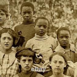 Antique RPPC Real Postcard School House Children Black African American Boys
