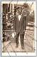 Antique RPPC portrait black man on sidewalk African American Real Photo Postcard