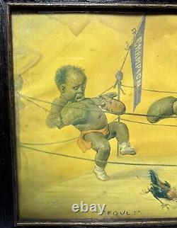 Antique Rare 1905 John De Yongh Lithograph Black African American Baby Boxers