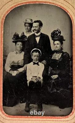Antique Rare Victorian Tintype Photo African American Black Woman Nanny w Family