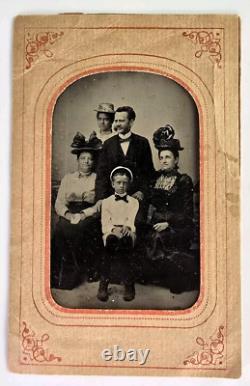 Antique Rare Victorian Tintype Photo African American Black Woman Nanny w Family
