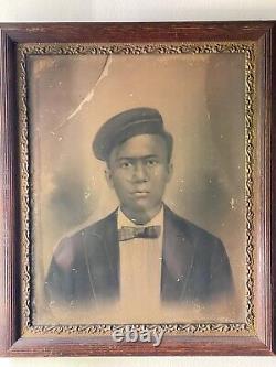 Antique Tintype Framed African American Handsome Stylish Young Man 1800s
