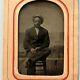 Antique Tintype Photograph Handsome African American Black Man Mustache Cap