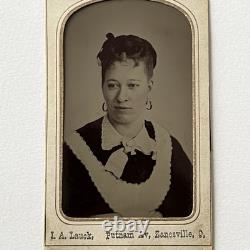Antique Tintype Photograph Woman Black African American Maid Zanesville OH