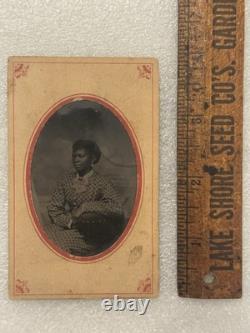 Antique Tintype Tinted Photo Of An African American Black Woman Lady Identified