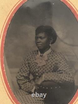 Antique Tintype Tinted Photo Of An African American Black Woman Lady Identified