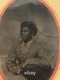 Antique Tintype Tinted Photo Of An African American Black Woman Lady Identified