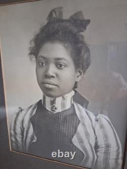 Antique Turn Of Century Wood Framed Portrait Of African American Woman/ -black