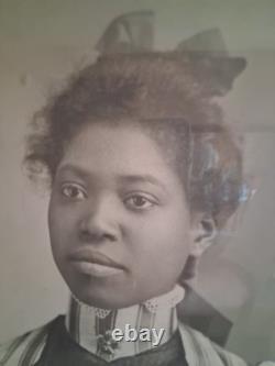 Antique Turn Of Century Wood Framed Portrait Of African American Woman/ -black