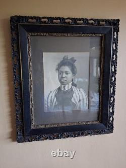 Antique Turn Of Century Wood Framed Portrait Of African American Woman/ -black