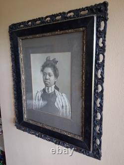 Antique Turn Of Century Wood Framed Portrait Of African American Woman/ -black