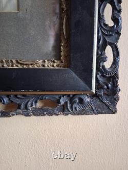 Antique Turn Of Century Wood Framed Portrait Of African American Woman/ -black